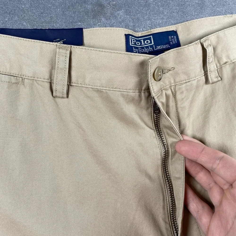 Vintage Polo Ralph Lauren Prospect Shorts Mens Sz 36 Tan Flat Front Chino *READ*